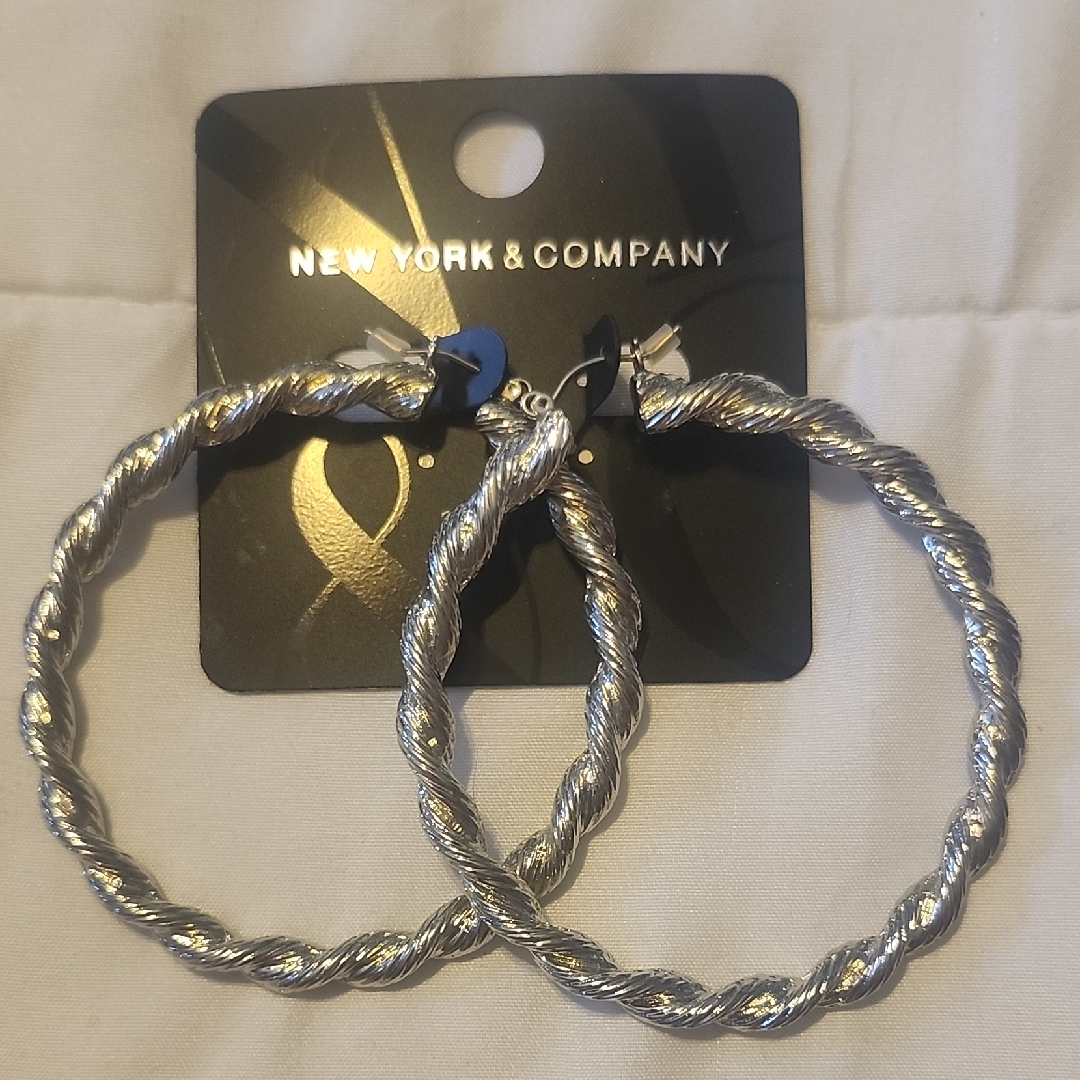 New York & Company Silver Braided Hoop Earrings